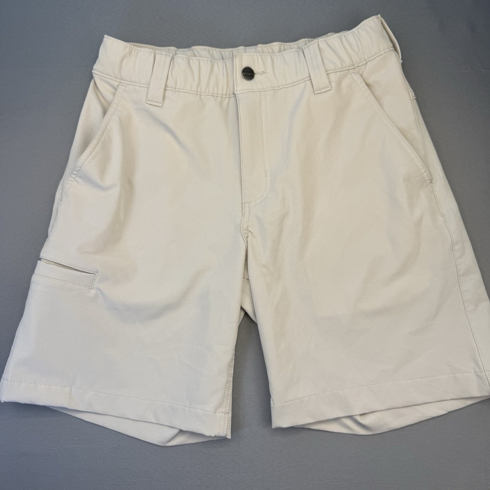 Carhartt Men's S Beige Solid Active Shorts Polyester/Elastane Stretch Pockets